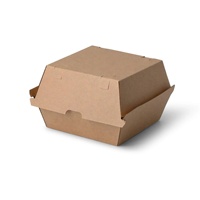 Boîtes à hamburgers en carton kraft 16,8x15,8x9,8 cm, résistantes à l'huile, jetables, pour la restauration rapide - Vente chaude