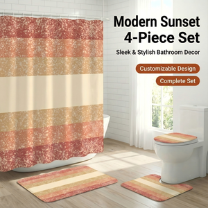 Juego de Cortinas de Ducha de Microfibra de Poliéster Impermeable de Diseño Exclusivo, Secado Rápido, con Rayas Degradadas, Ecológicas, Suaves y Antideslizantes - Product Image 1