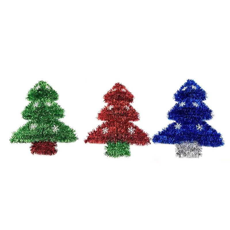 Factory Price Christmas Tree Ornament Pendant PET Frame Tower Tree Shape Christmas Hanging Decoration Tinsel