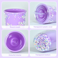 Gobelet en plastique acrylique bombé de 24 oz, personnalisé et de qualité supérieure, avec boule décorative et paille, 40 pièces/boîte