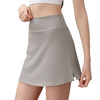 Jupe de sport sexy pour femme, effet deux-pièces, anti-roulement, pour yoga, fitness et tennis, avec contrôle du ventre, en Spandex/Nylon, haute taille, couleur unie, été