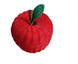 Panier de rangement en rotin écologique en forme de pomme pour Noël, Pâques, décoration, conteneurs multifonctions pour enfants, fraise - Product Image 1