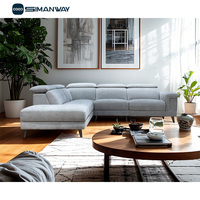 Canapé Sectionnel d'Angle en Forme de L de Gros 4 Places avec Appuie-Tête Électrique Réglable, Recliner Manuel en Tissu et Chargement USB