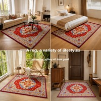 Vintage Palast-Stil Dreidimensionaler Jacquard Poly-Baumwoll-Teppich Handgenähter Spitzenbesatz Geometrisches Muster Sofa Couchtisch Heim