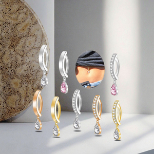 2026 Bijoux de corps tendance : Anneaux de nombril Clicker, Piercing de nombril en acier inoxydable plaqué or, <span class=keywords><strong>Faux</strong></span> bijoux de corps - Product Image 3