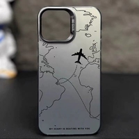 Coque Arrière Rigide Mate d'Inspiration Voyage avec Motif Itinéraire d'Avion pour iPhone 17 16 Pro Max 15 14 13 12 11 XS XR 7 8 Plus
