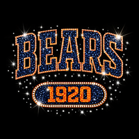 Transferts thermocollants en strass de haute qualité, motifs Chicago Bears, strass brillants pour t-shirts