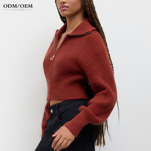 Pull cardigan en polaire pour femme, 100% cachemire pur, hiver, respirant, vintage, chaud, col rabattu, fermeture éclair, tricot épais - Product Image 3