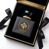 Flacon pulvérisateur vide en verre rectangulaire radiant en gros, diffuseur de roseaux, 50 ml, noir, parfum, estampage à chaud, cosmétique, crème de soin de la peau, boîte