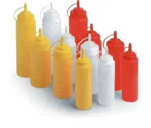 Botellas pequeñas para aderezo de ensalada de grado alimenticio de 16oz, botella exprimible para condimentos de salsa de miel y Ketchup