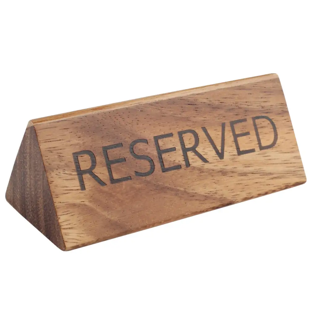 Solid Walnut Wooden Reserved Sign with Laser Engraving