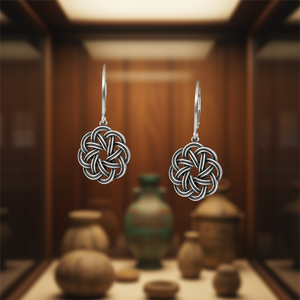 Pendientes de Plata Antigua E2270 con Nudo Celta Vintage para Mujer, Joyería para Uso Diario - Product Image 2
