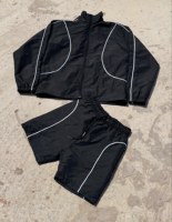Ensemble survêtement coupe oversize personnalisé OEM Yts, veste et short, coupe-vent en nylon pour homme