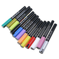 BECOL Vente en gros de marqueurs de peinture acrylique 12 couleurs, marqueur permanent pour céramique, roche, verre, porcelaine, tasse, bois, tissu, toile