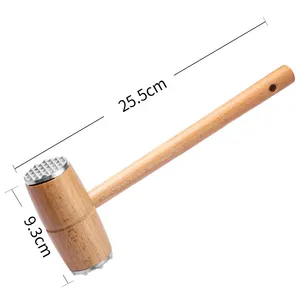 Eco Friendly Beechwood Double Sided Wooden Meat Tenderizer Mallet Marinating Prep Tool Meat Hammer