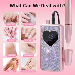 Perceuse à ongles électrique professionnelle 45000 tr/min, rechargeable, portable, lime à ongles silencieuse avec écran LED, machine à vernis gel - Product Image 4