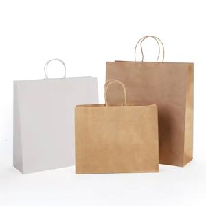 Sacs en papier kraft brun personnalisés avec poignées pour la livraison à emporter, pour les cafés, les restaurants, les plats à emporter, y compris la pizza, avec logo - Product Image 3