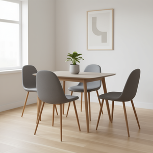 Sedia da Pranzo Moderna in Tessuto Grigio 46 X 55 X 85 Cm con Gambe in Legno, Design Mid-Century Confortevole, Arredamento per la Casa - Product Image 2