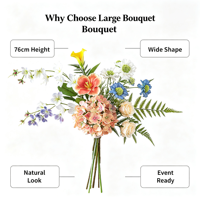 Bouquet de fleurs séchées de luxe haut de gamme, style rétro, avec hortensias, roses et jasmin, pour mariage, Noël et décoration de table.