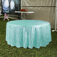 Nappe ronde en taffetas froissé vert émeraude pour la vente en gros, idéale pour les banquets d'hôtel, les mariages et la location événementielle en vrac