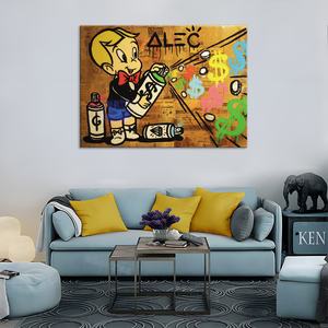 Boy Money Bag Graffiti <span class=keywords><strong>Alec</strong></span> Monopolyingly Street Poster pintura sobre lienzo dormitorio pared arte HD decoración cuadros decoración del hogar - Product Image 4