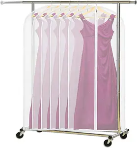 Design Suit Bag Transparent Clear PEVA Plastic White Long Suit Cover Gown Garment Wedding Dress Bag For Hanging Clothes