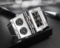 Montre sport Oulm 9525 pour homme, design unique, grande taille, montre-bracelet masculine, mode, montre de plein air, cuir, quartz, montre de plein air