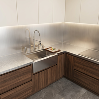 Moderne Modulare 304 Lebensmittelechte Edelstahl-Kücheninsel mit Erhöhtem Rand für Apartments und Gewerbe