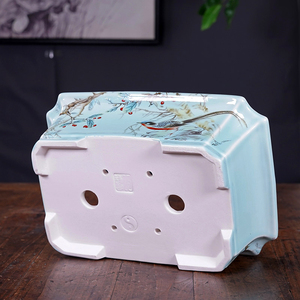 Pots élégants à bonsaï en céramique émaillée blanche durables et écologiques avec trou de drainage pour la décoration intérieure du <span class=keywords><strong>jardin</strong></span> <span class=keywords><strong>dans</strong></span> les centres commerciaux - Product Image 5