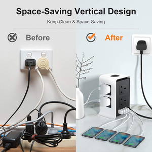 <strong>UK</strong> Surge Protector Power Strip Socket <strong>3</strong> USB-A 1 TYPE-C 5m Cable Extension Socket Electric Outlet for Office Hospital 10A Rated - Product Image 4