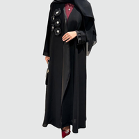 Bloom Dew Negro Verde Abierto Abaya Dimensional Floral Detalle Flujo Silueta Cubierta Park Strolls Tier Program