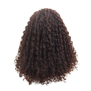 Ombre marrone nero <span class=keywords><strong>Jerry</strong></span> arricciatura onda di acqua parrucca sintetica per le donne lunghi capelli ricci del bambino con pizzo Toupee Base e HD pizzo di colore - Product Image 6