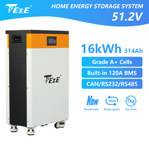 Système de stockage d'énergie domestique <span class=keywords><strong>Teze</strong></span> 16 kWh 15 kWh 14,3 kWh 48 V/51,2 V 314 Ah 300 Ah 280 Ah avec batterie au lithium LiFePO4 et BMS 120 A intégré - Product Image 1