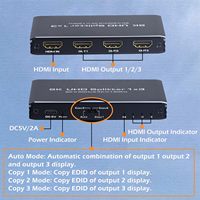 TV-link 8K pour Splitter 2.1 1x3 avec HDCP2.3 pour Double Moniteur Ordinateurs Portables PC Téléviseurs Lecteurs DVD PS5/PS4/