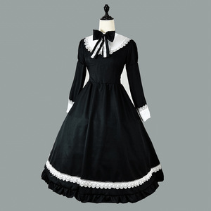 Costume da <span class=keywords><strong>Cameriera</strong></span> Nero Victoria <span class=keywords><strong>per</strong></span> Donna, Abito Lolita con Grembiule in Pizzo, Lunghezza Maxi, Stile Vintage Coloniale <span class=keywords><strong>per</strong></span> Halloween, Taglie Forti - Product Image 5