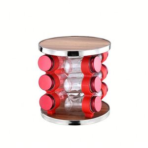 Best 16 Jars Rotating Wooden Spice <b>Bottle</b> Holder <b>Rack</b> Stand Kitchen Seasoning Can Rotating <b>Storage</b> <b>Rack</b> Spice Jars Organizer - Product Image 3