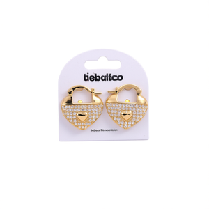 Pendientes Tiebaltco Golden Huggie con diseño de cierre de cristal y diamantes de imitación para uso diario de mujer - Product Image 1