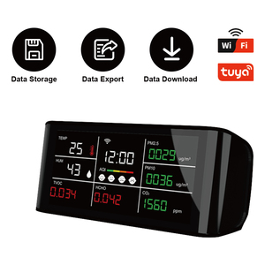 Moniteur de qualité de l'air multifonctionnel, compteur de CO2, PM2.5, PM10, HCHO, TOVC, détecteur infrarouge NDIR de température et d'humidité, garantie 1 an - Product Image 1