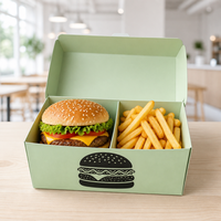 Boîte à hamburger et frites avec logo personnalisé, emballage alimentaire rapide recyclable, boîte à emporter