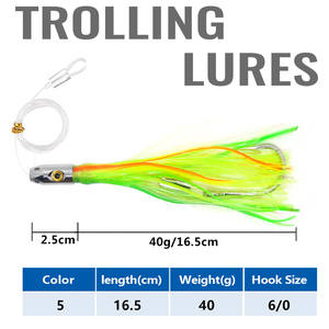 Leurres à jupe d'eau salée à la traîne: leurres gréés et sac noir inclus pour attraper tous les poissons pélagiques prédateurs dans l'océan, y compris D - Product Image 4