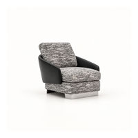 Fauteuil d'appoint moderne en tissu et similicuir avec accoudoirs noirs pour salon et hall d'hôtel