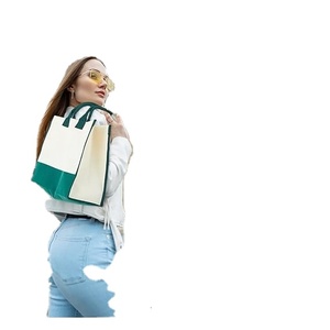 Sac fourre-tout en lin réutilisable à fermeture éclair avec motif rayé et logo personnalisé pour femmes, idéal pour les courses quotidiennes, les cosmétiques, les cadeaux de mariage - Product Image 3