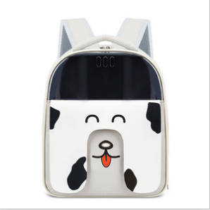 Transparent Mesh <b>Pet</b> <b>Backpack</b> <b>Carrier</b> Soft-Sided Zipper Closure Breathable Oxford Material Gray Color 5kg Capacity Square Shape - Product Image 5