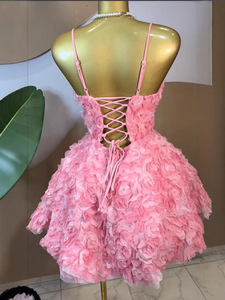 Vestido Mini Floral 3D para Mujer, Tirantes Finos, Espalda con Cordones, Vestidos de Fiesta con Volumen Estilo Princesa, Moda Femenina - Product Image 5