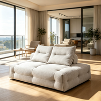 Canapé modulaire sans accoudoirs, carré, en tissu, rembourré, large, à profil bas, pour salon ou hôtel, avec dossier à coussins doux
