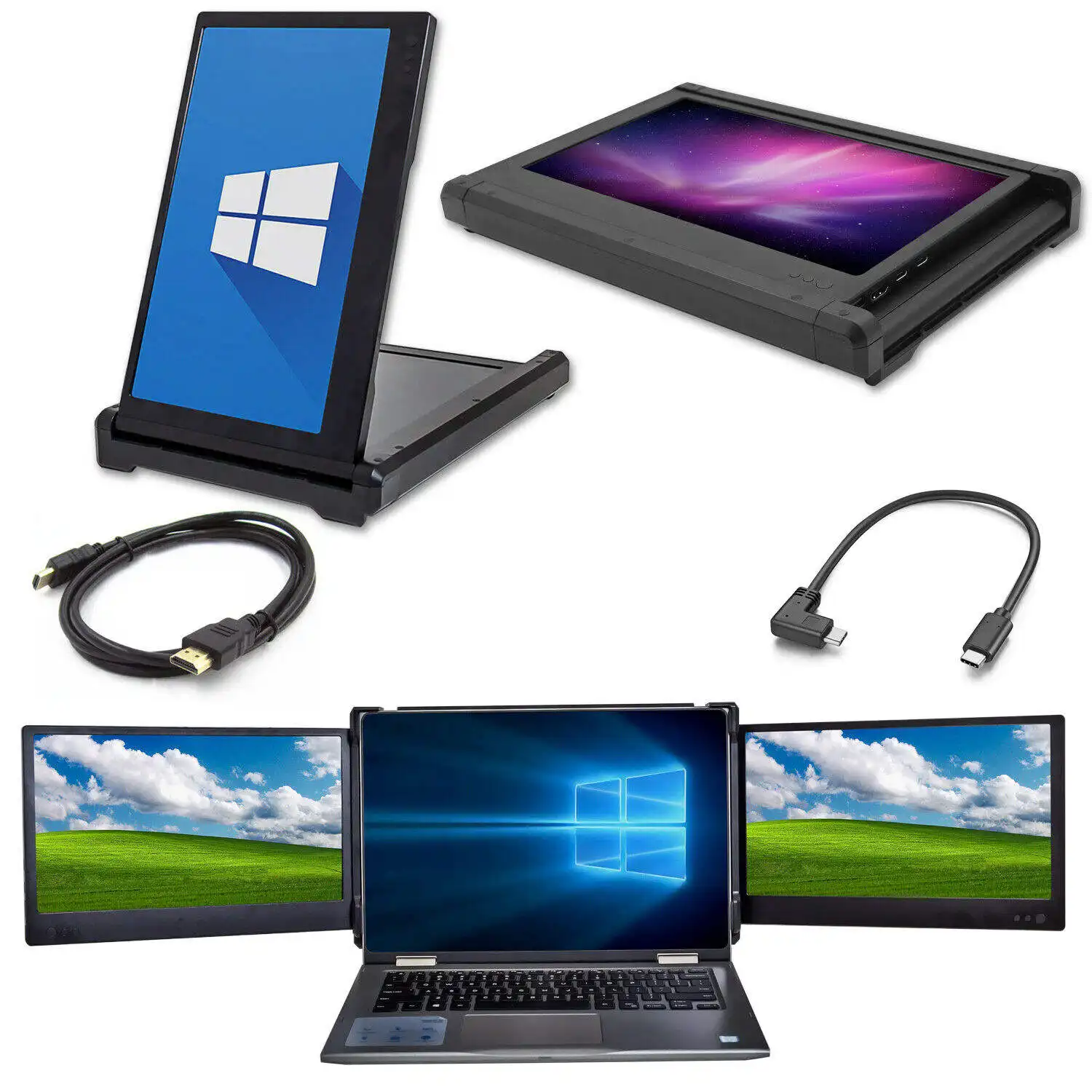 Monitor externo portátil para laptop, tela USB C, tela tripla dupla, celular, Amazon Hot, FHD, 10 ", 11", 12 ", 13", 14 ", 15", 17"