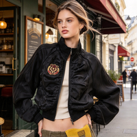 Veste Courte Brodé(e) Personnalisée pour Femme – Manteau Tendance Streetwear de Haute Qualité, Style Vintage, Veste Décontractée en Jean Bleu