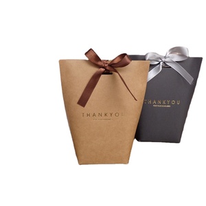 Custom Logo <b>Black</b> Kraft Paper Cardboard Wedding <b>Gift</b> <b>Box</b> Classic Style Candy Bag Ribbon 'Merci' for Thank You Candle <b>Gifts</b> Craft - Product Image 3