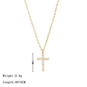 Simple <b>Titanium</b> Jewelry Wedding Gifts Stainless Steel Jewelry Cross Pendant Zircon Necklace for Women - Product Image 6