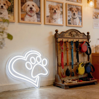 Neonawall Enseigne néon LED à intensité variable, alimentée par USB, motif Cœur et Empreinte de Patte, pour Magasin d'Animaux, Café Chats et Chiens, Décoration Murale Multi-positions, Bar, Salle de Sport, Bureau, Fête